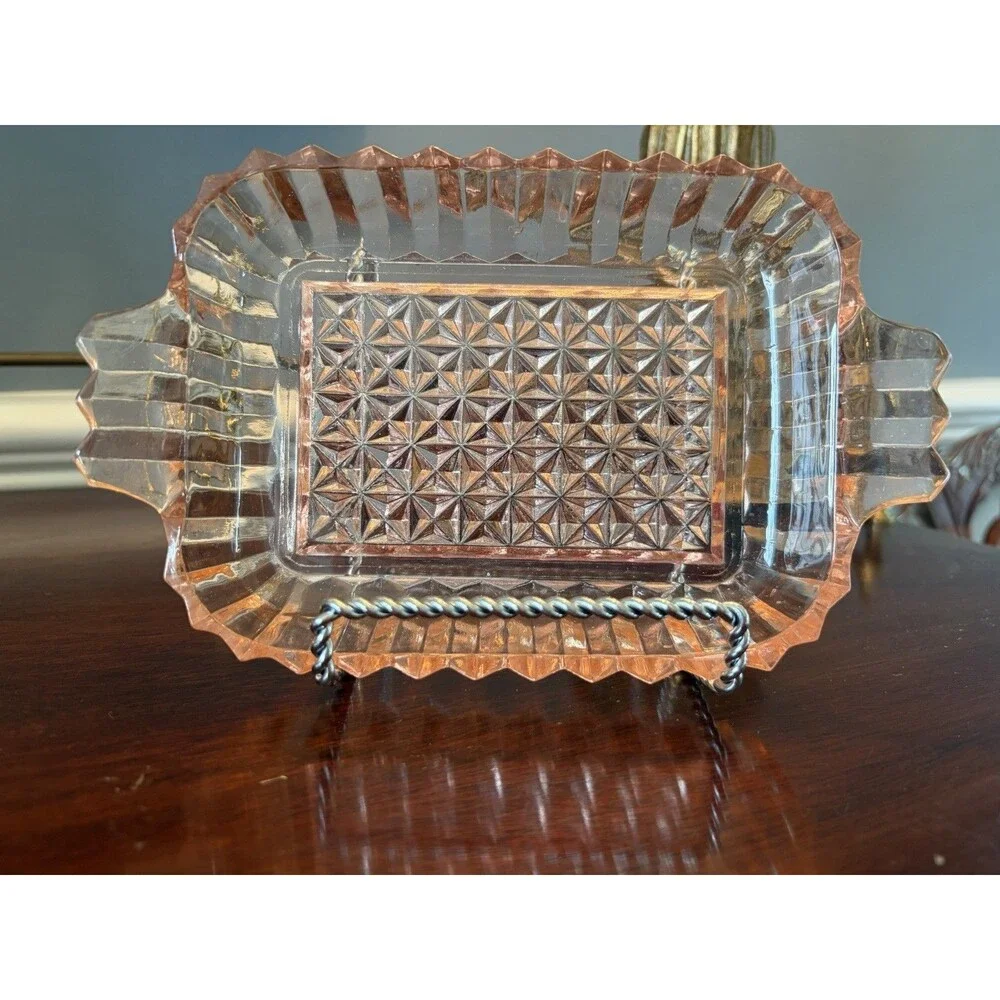 1930s Jeanette Glass Co. Pink Depression Glass Trinket Tray - Bright and Vivid